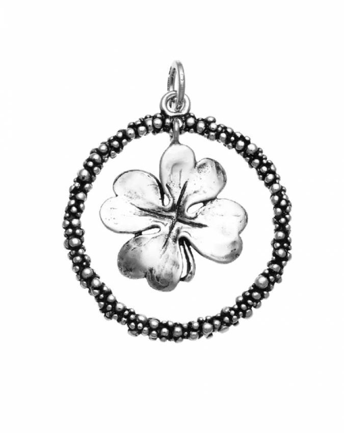 Charms - Cuori, Angeli, Corone, Monete e vari - 10626 CHARM QUADRIFOGLIO GRANDE PERLAGE GIOVANNI RASPINI