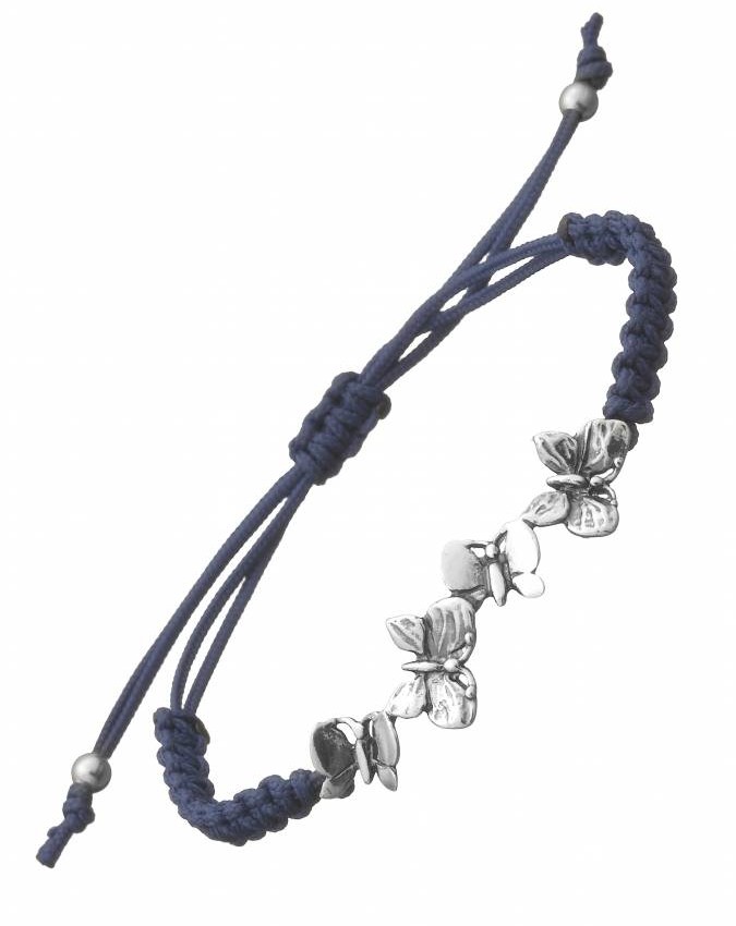 Bracciali - Floral - 7831 BRACCIALE  FARFALLE LOOP CORDINO NERO GIOVANNI RASPINI