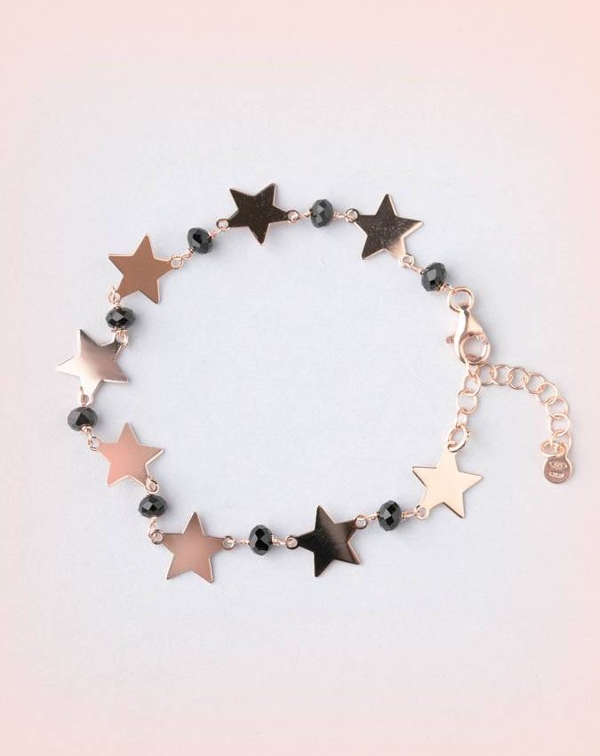 Bracciali - Argento e pietre - 4959-2 BRACCIALE STELLE IN ARGENTO ROSA  I PENSIERINI