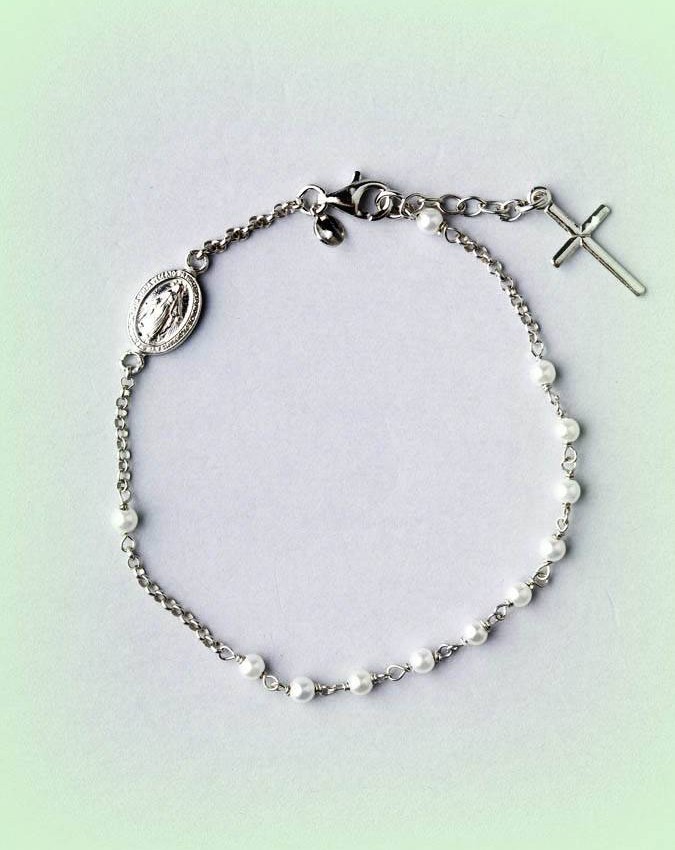 Bracciali - Soggetti sacri - 14560 - 1 BR BRACCIALE CON CROCE E MADONNINA  I PENSIERINI