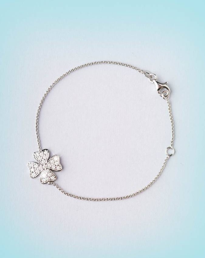 Bracciali - argento e zirconi - 4549-2 BRACCIALE CON QUADRIFOGLIO PAVE� - I PENSIERINI