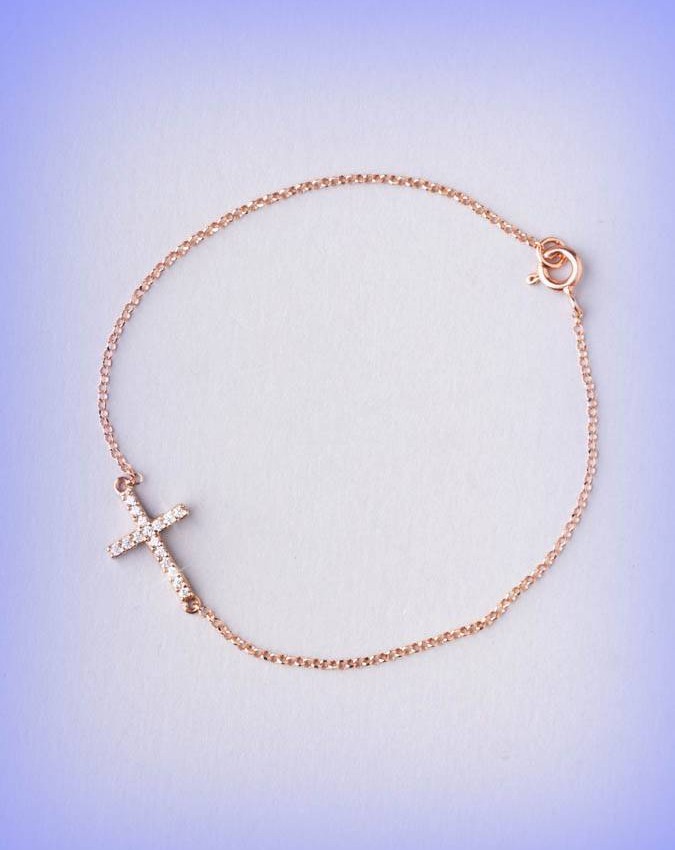 Bracciali - argento e zirconi - 4533 BRACCIALE CON CROCETTA - I PENSIERINI