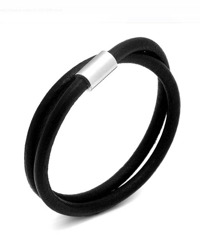 Collezione uomo - Bracciali uomo - 11351 BRACCIALE/COLLANA CUOIO NERO GIOVANNI RASPINI