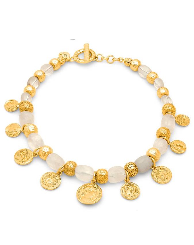 Collane - Nomad - Gioielli in bronzo dorato - N0028 COLLANA CRYSTAL MONETE in bronzo dorato a 18kt GIOVANNI RASPINI