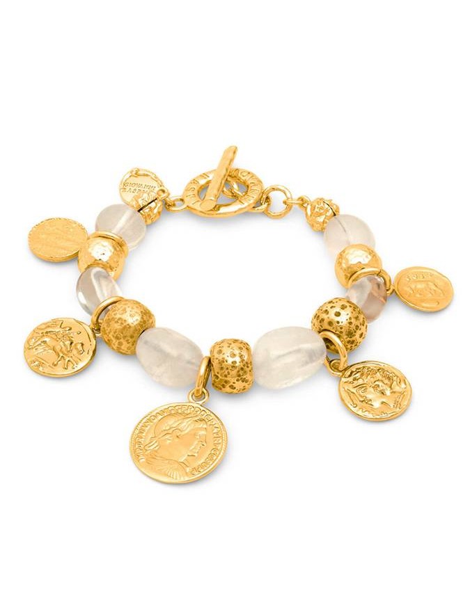 Bracciali - Nomad - Gioielli in bronzo dorato - N0029 BRACCIALE CRYSTAL MONETE in bronzo dorato GIOVANNI RASPINI