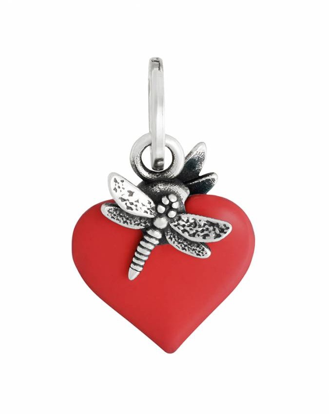 Charms - Angeli e cuori - 12460 CHARM CUORE LIBELLULA ROSSO GIOVANNI RASPINI