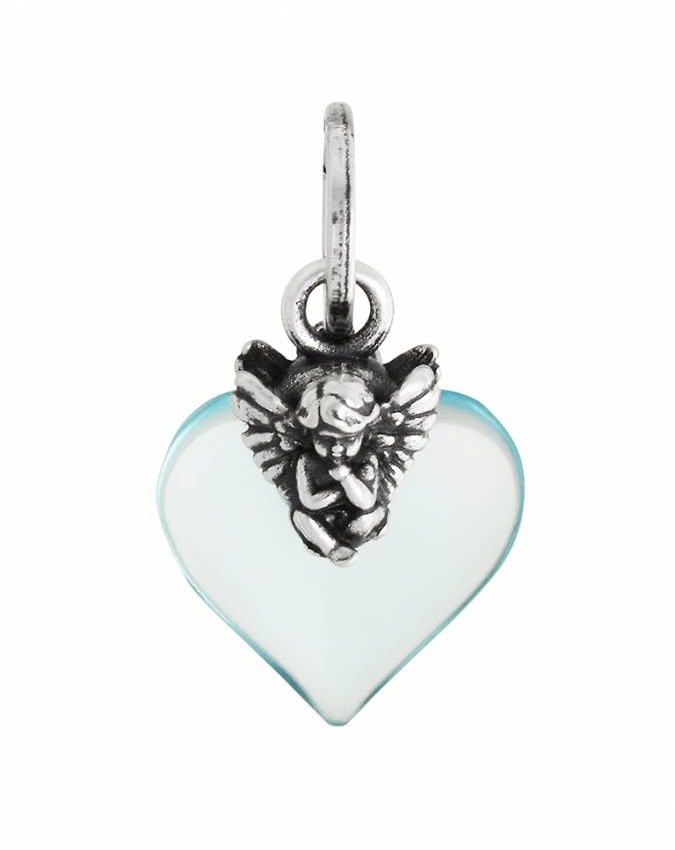 Charms - Angeli e cuori - 12471 CHARM CUORE CON ANGELO AZZURRO GIOVANNI RASPINI