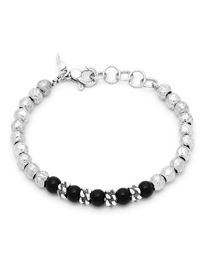 Bracciali - Bracciali uomo - 11855/L BRACCIALE SFERE DI ONICE E TRECCIA