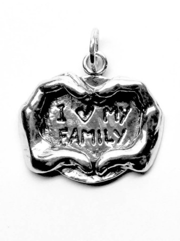 Charms - Cuori, Angeli, Corone, Monete e vari - 9916 CHARM I LOVE MY FAMILY GIOVANNI RASPINI