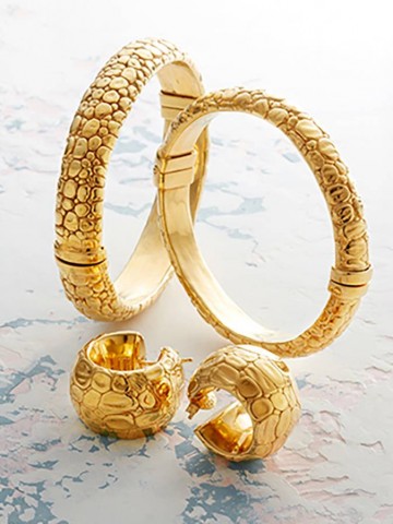 Bracciali - Animalier - 11155 BANGLE MOON CROCODILE PICCOLO DORATO G: RASPINI