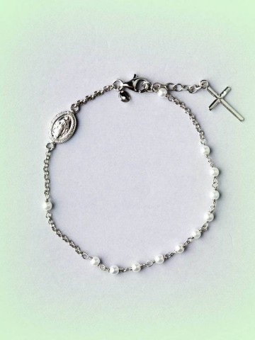 Bracciali - Soggetti sacri - 14560 - 1 BR BRACCIALE CON CROCE E MADONNINA  I PENSIERINI