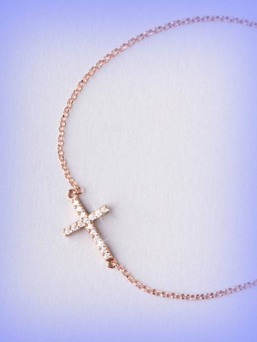 Bracciali - argento e zirconi - 4533 BRACCIALE CON CROCETTA - I PENSIERINI