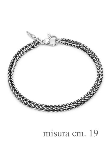 Collezione uomo - Bracciali uomo - 11343L CM. 21 BRACCIALE TRECCIA QUADRA GIOVANNI RASPINI