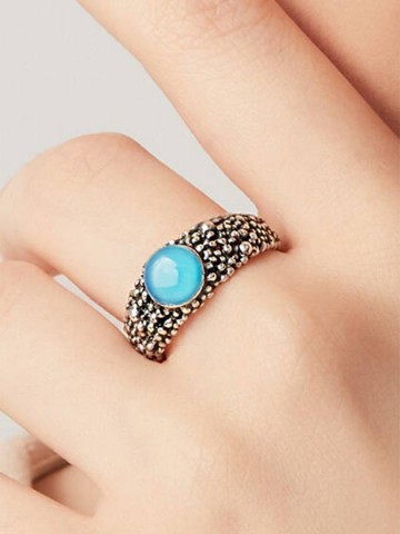 Anelli - Perlage - 11800/16 ANELLO PERLAGE CON AGATA AZZURRA GIOVANNI RASPINI