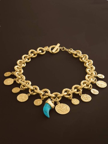 Collane - Nomad - Gioielli in bronzo dorato - N0005 COLLANA PUEBLO MONETE in bronzo a 18kt dorato GIOVANNI RASPINI