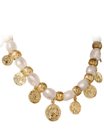 Collane - Nomad - Gioielli in bronzo dorato - N0028 COLLANA CRYSTAL MONETE in bronzo dorato a 18kt GIOVANNI RASPINI