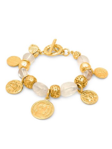 Bracciali - Nomad - Gioielli in bronzo dorato - N0029 BRACCIALE CRYSTAL MONETE in bronzo dorato GIOVANNI RASPINI