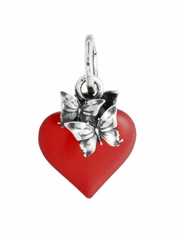 Charms - Angeli e cuori - 12463 CHARM CUORE ROSSO CON FARFALLE GIOVANNI RASPINI