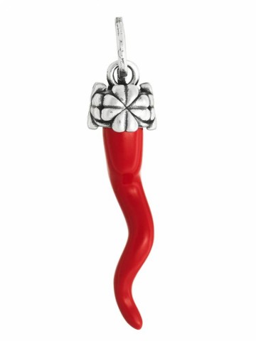 Charms - Amuleti e portafortuna - 12480 CHARM CORNO ROSSO QUADRIFOGLI GIOVANNI RASPINI